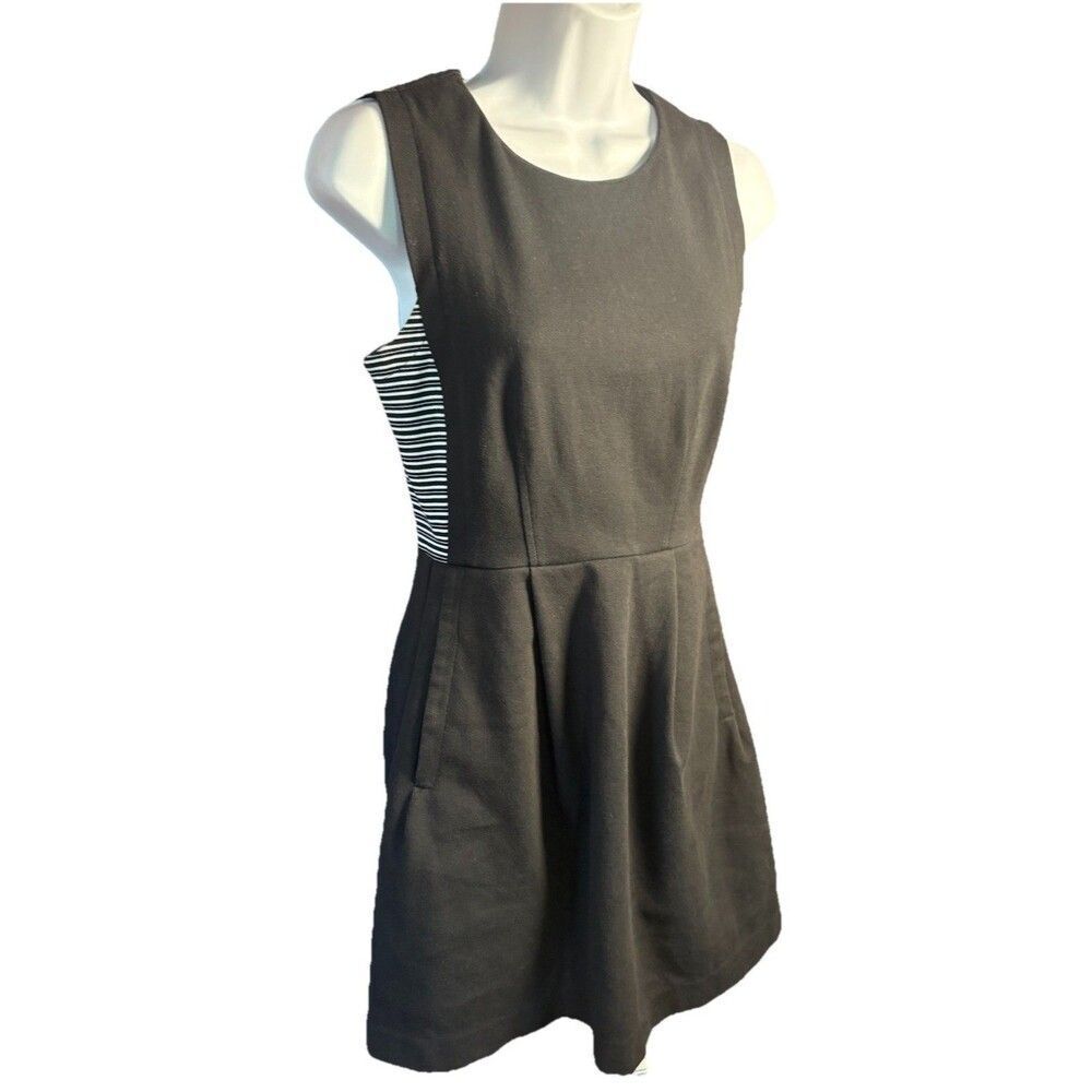 Madewell Abroad Dress Women’s Size 0 Black and White Striped Fit Flare Mini